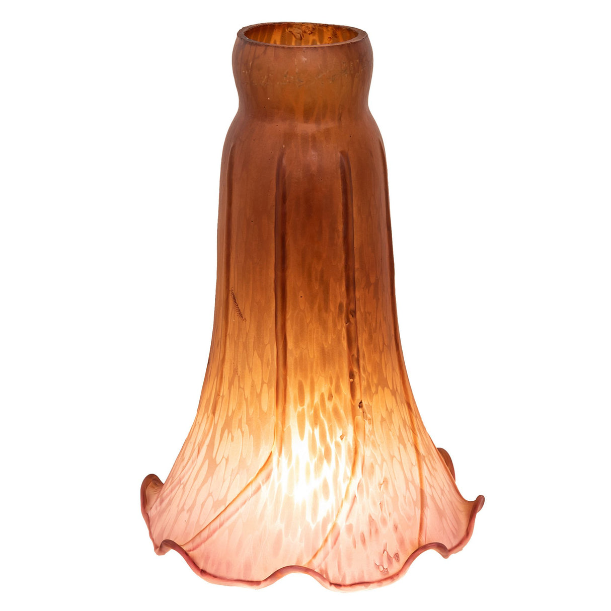 Side view of 4x6 amber and purple pond lily glass shade.