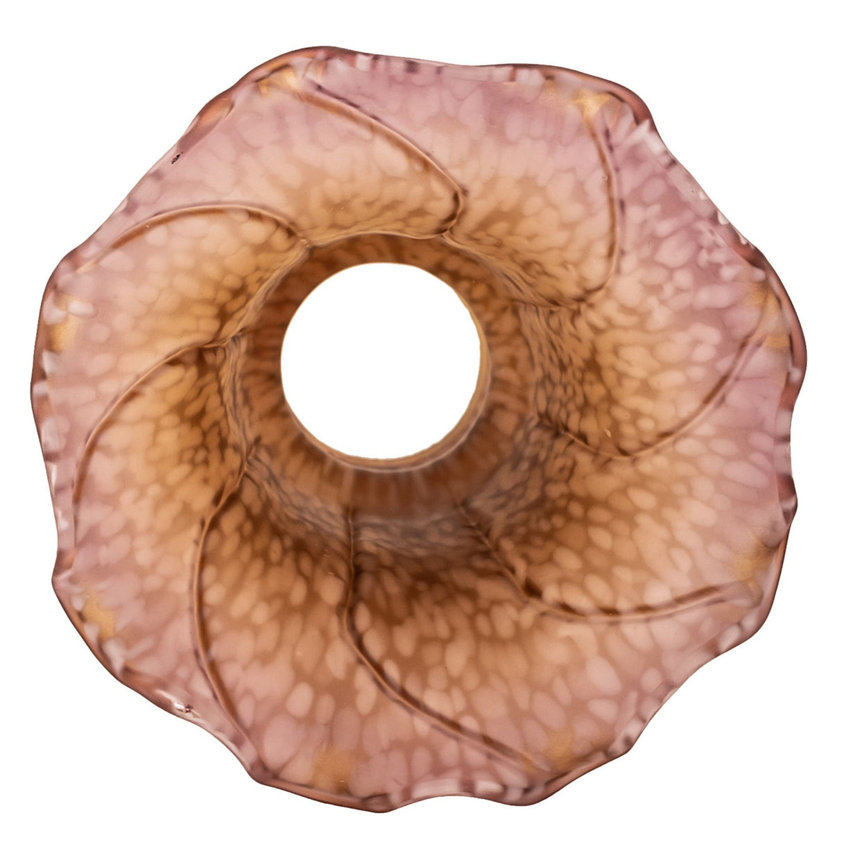 Top view of 4x6 amber and purple pond lily glass shade.