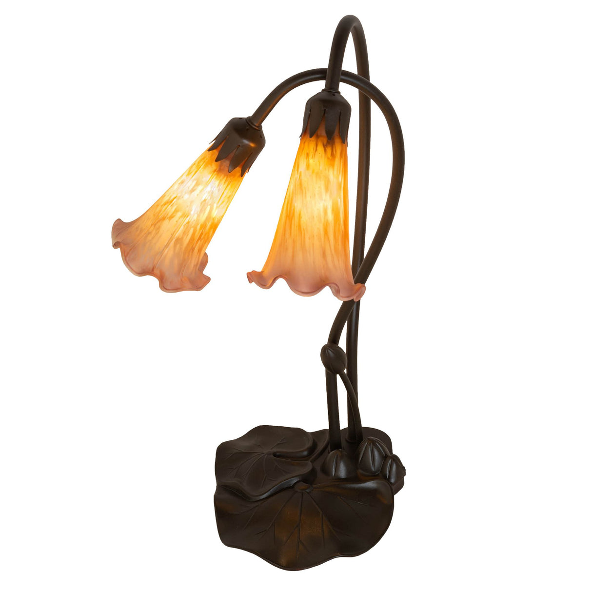 Top view of the Amber/Purple Pond Lily table lamp with a focus on shade arrangement.