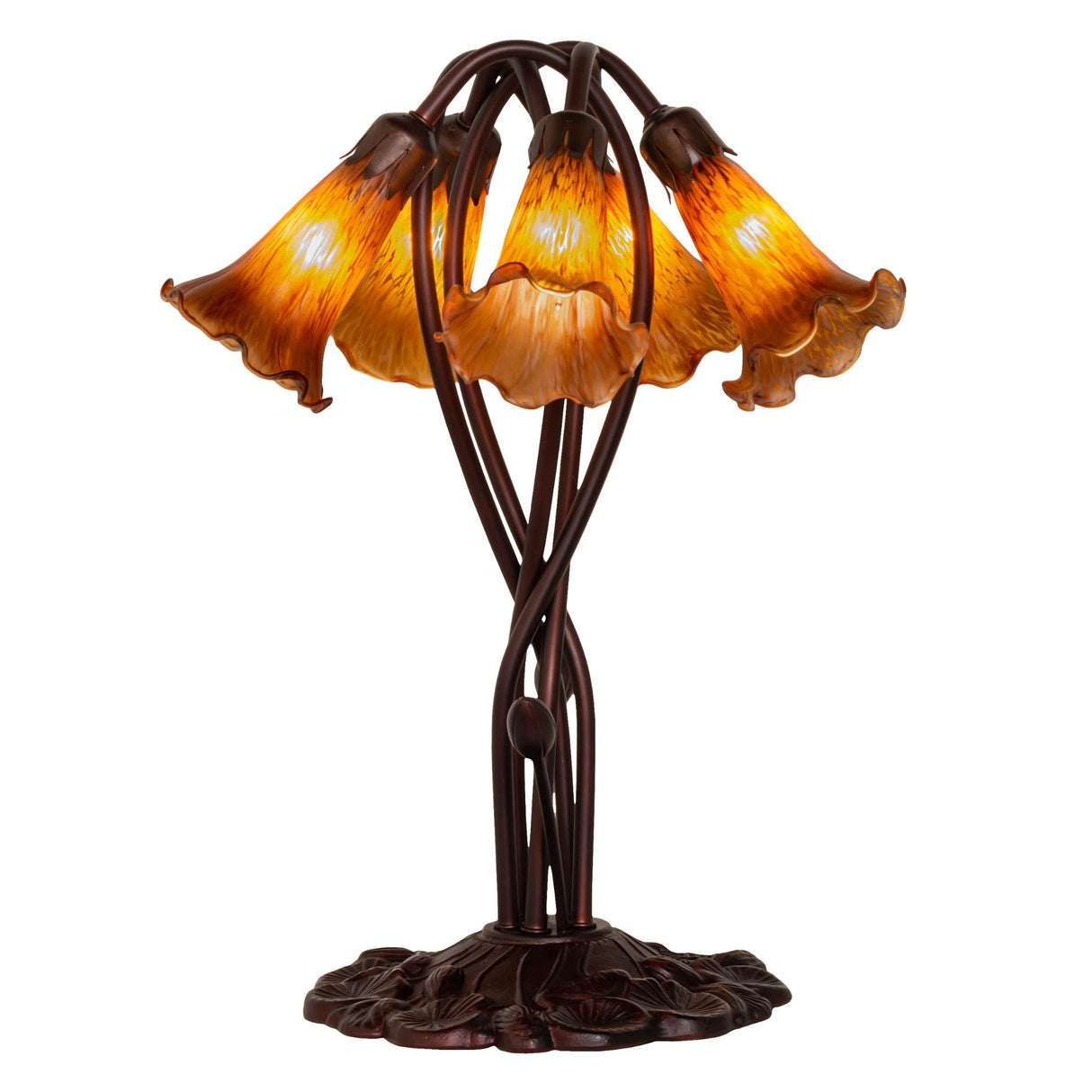 Amber Tiffany Pond Lily 5 LT Accent Lamp 17" High - Back View.