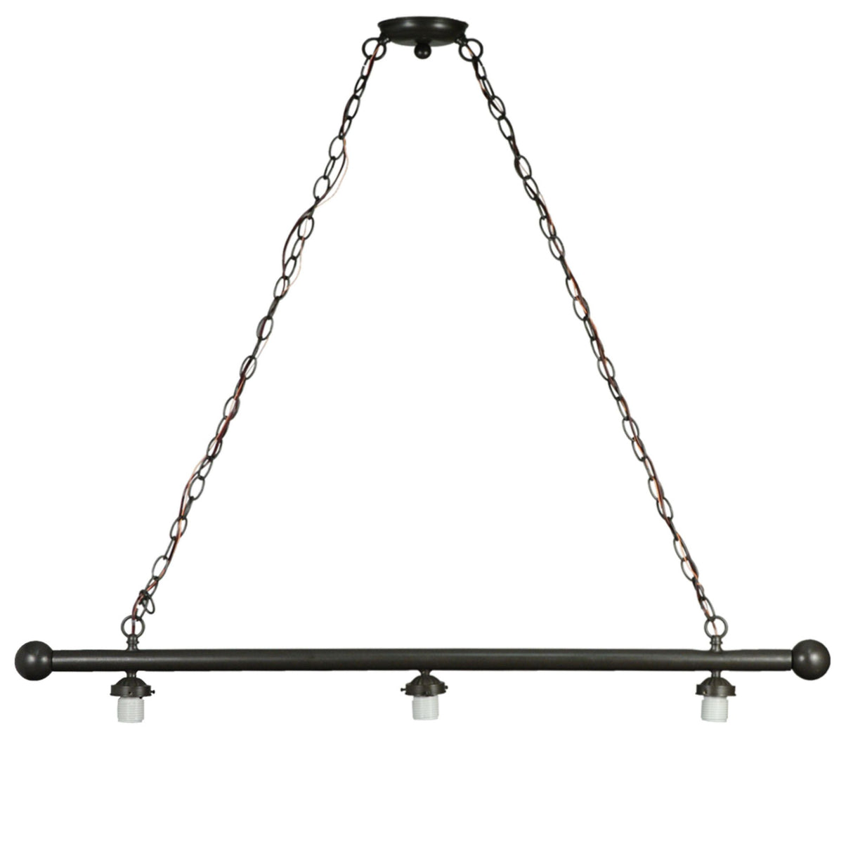 Top view showcasing the Arts & Crafts pendant’s detailed chain and finish.