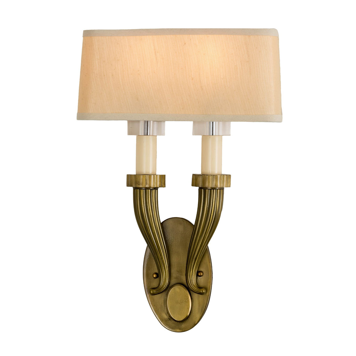 Front view of Bancroft 2 Light Wall Sconce in brass finish.