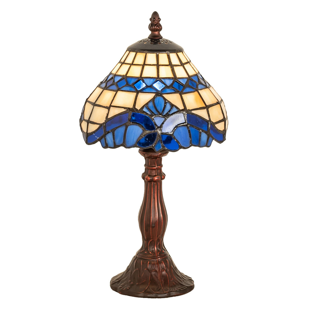 Front view of the Baroque mini lamp showcasing intricate glasswork.