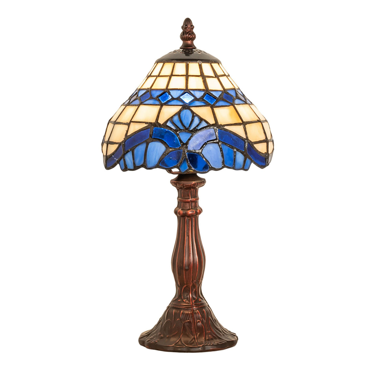 Side angle of the Baroque mini lamp displaying its elegant shape.