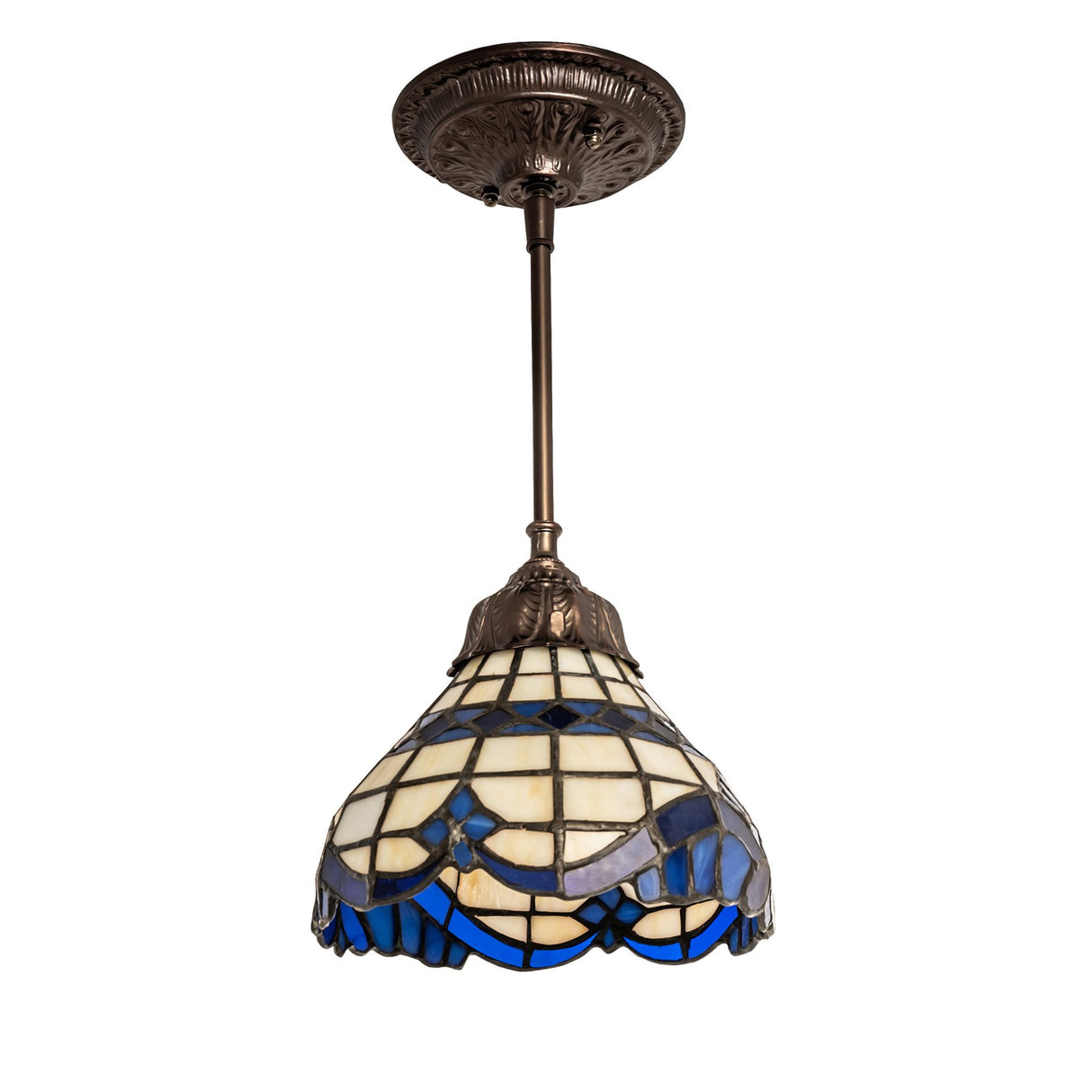 Unlit Baroque Mini Pendant showcasing its elegant stained glass design.