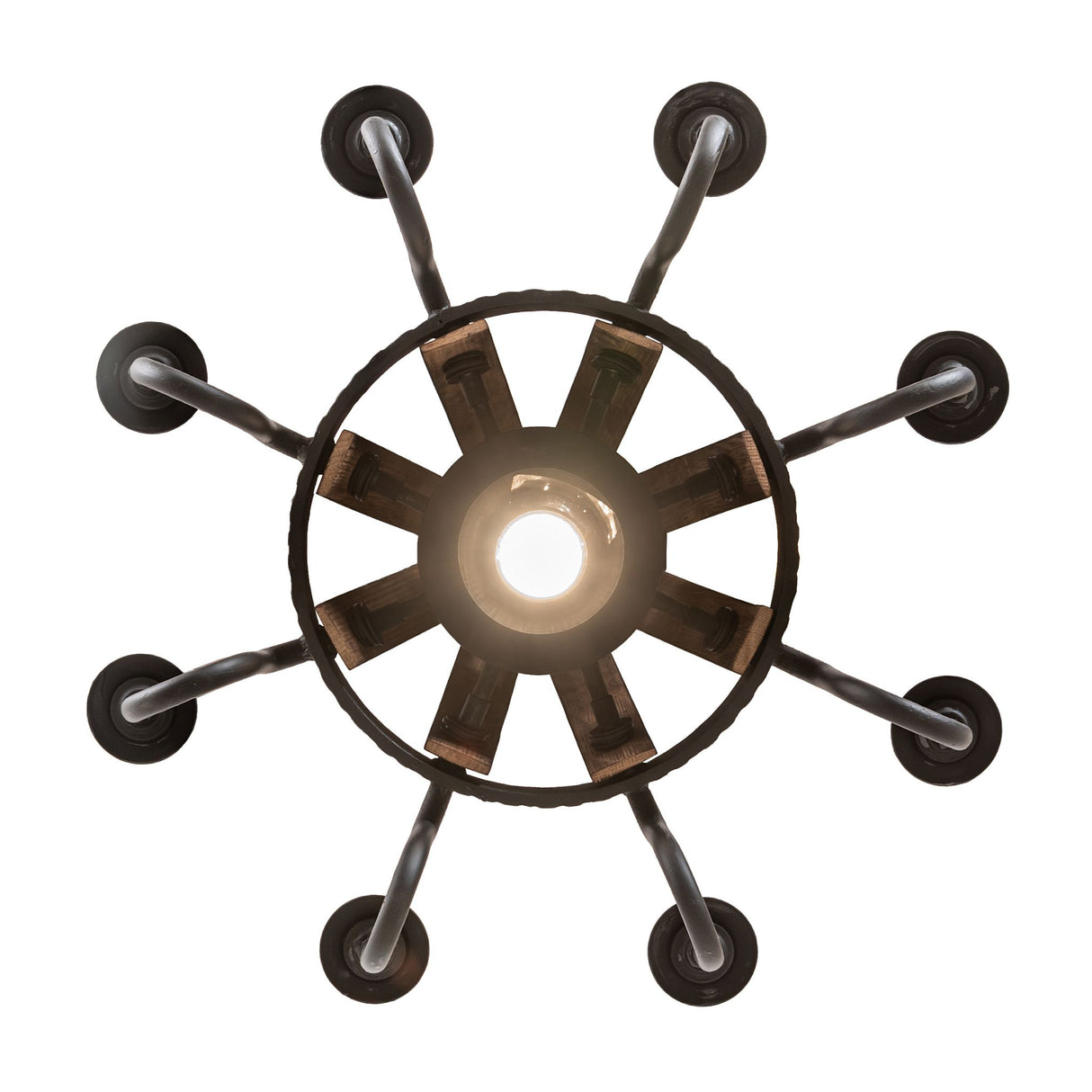 Bottom view displaying circular frame and centered downlight.