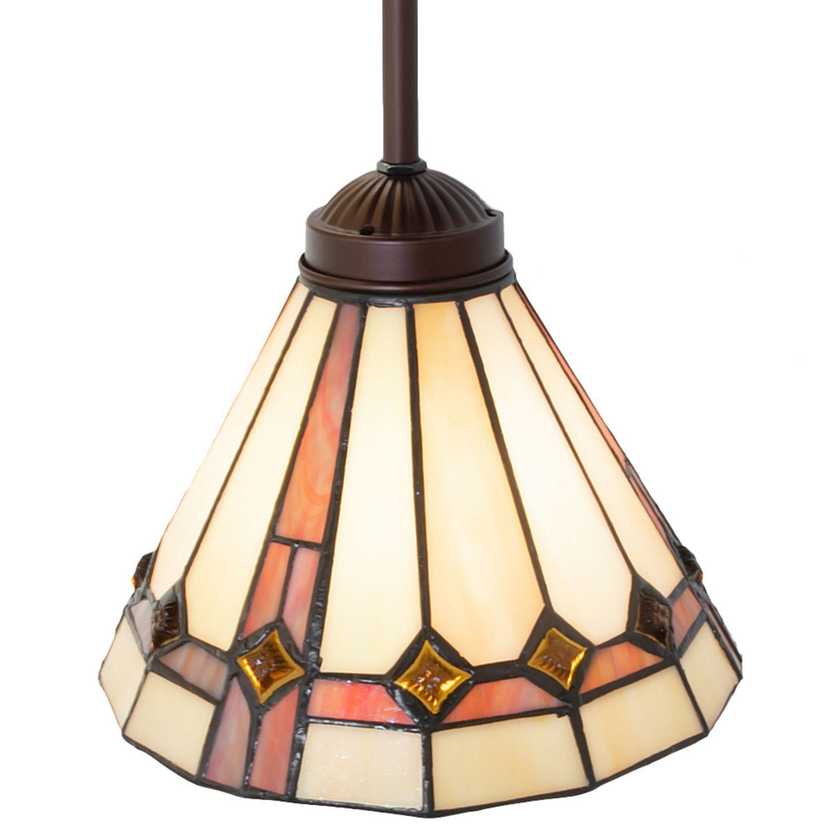 Close-up view of the pendant's top with a focus on the mahogany bronze finish.
