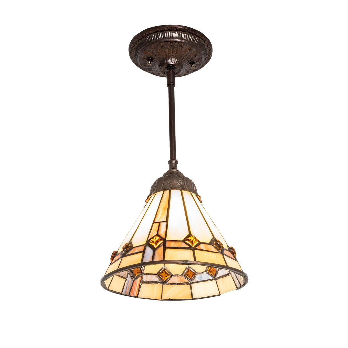 Belvidere Mini Pendant showcasing the full view with intricate amber jewel accents.