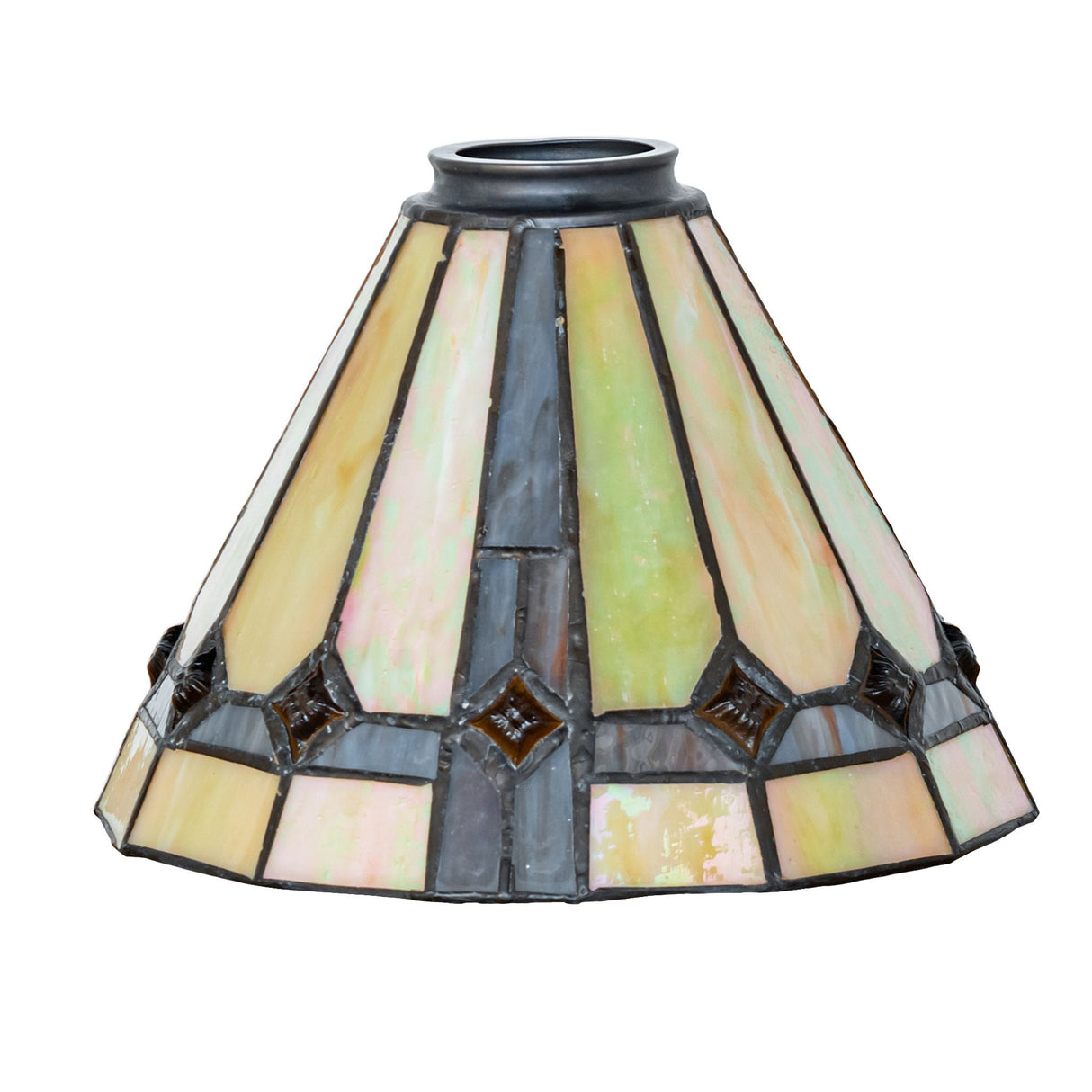 Unlit view of the Belvidere shade showcasing its natural elegance and art glass details.
