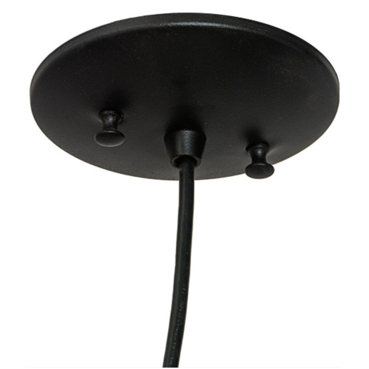 Black ceiling mount for pendant light.