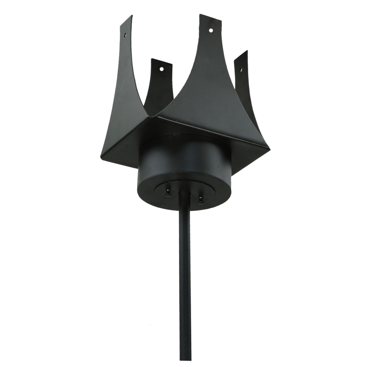 Close-up of canopy and suspension rod in matte black finish.