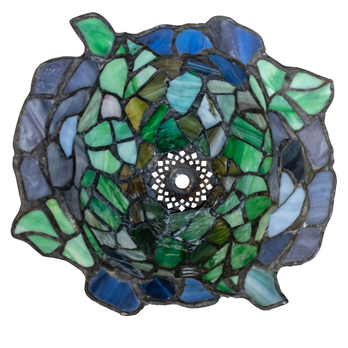 Bottom view of the waterlily shade highlighting its detailed design.
