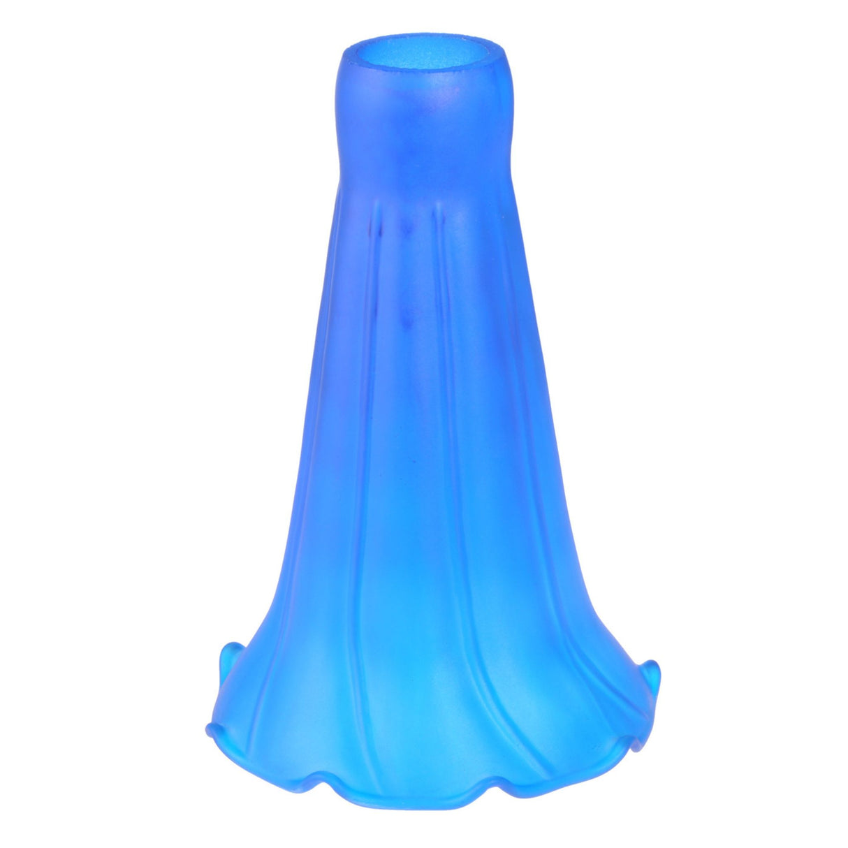 Bottom view of the Blue Lily glass shade showcasing its narrow opening.