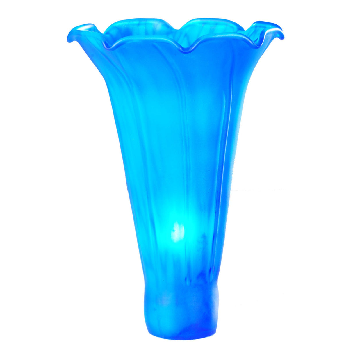 Lit view of the Blue Lily shade showcasing its vibrant glow.