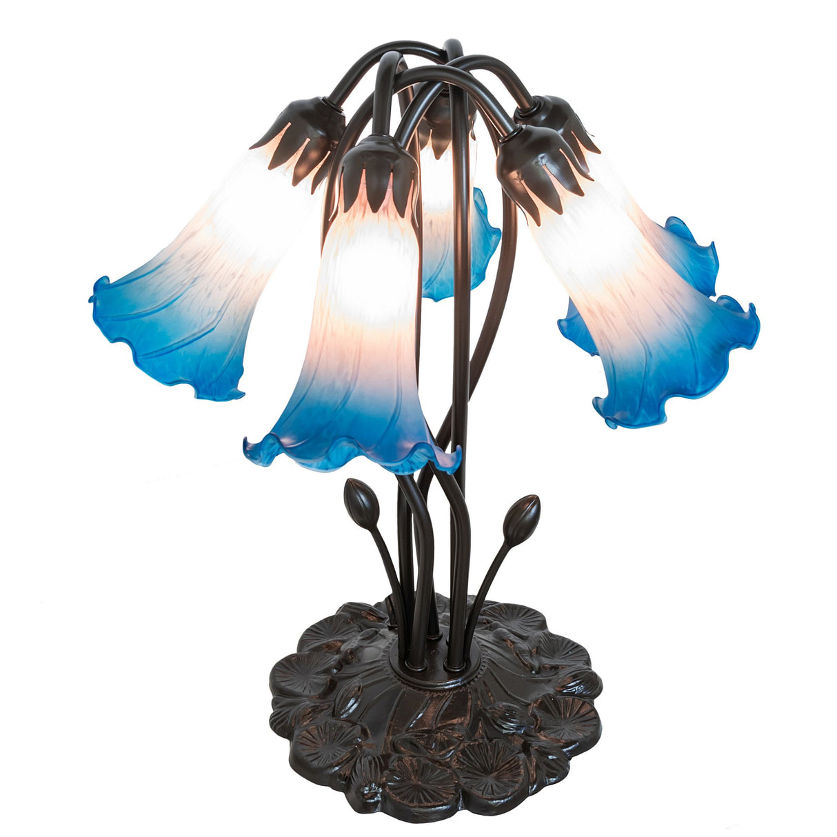 Top-down perspective of the Tiffany lily table lamp design.