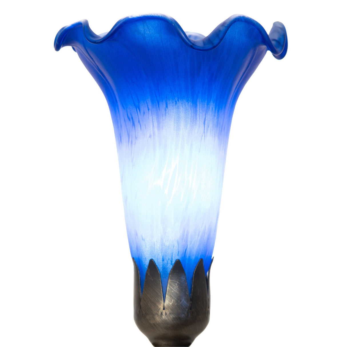 Close-up of the Blue Tiffany Pond Lily Maidens Mini Lamp shade.