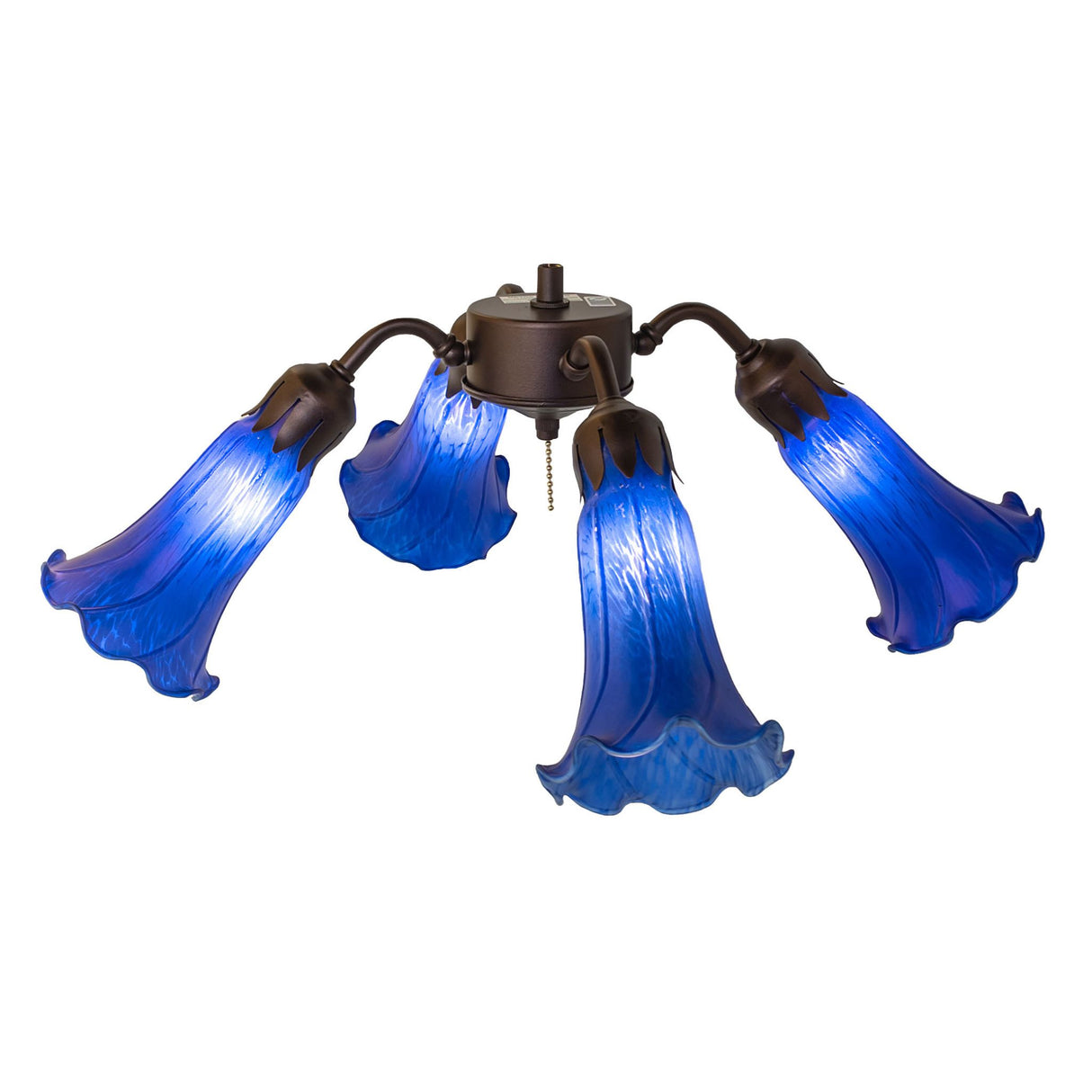Overhead view of the Blue Tiffany Pond Lily fan light.