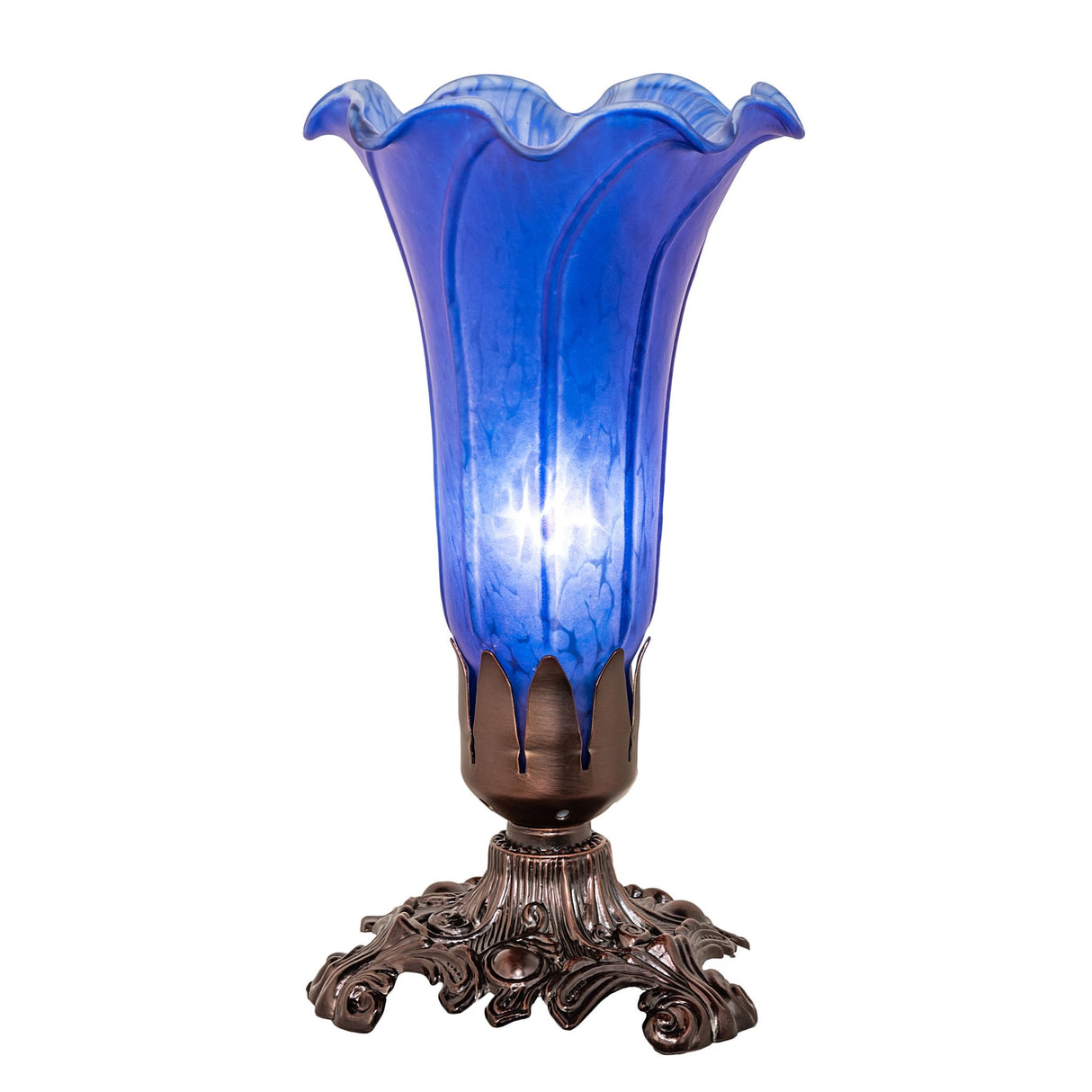 Front-facing view of Pond Lily Victorian Accent Lamp emphasizing its delicate handcrafted shade.