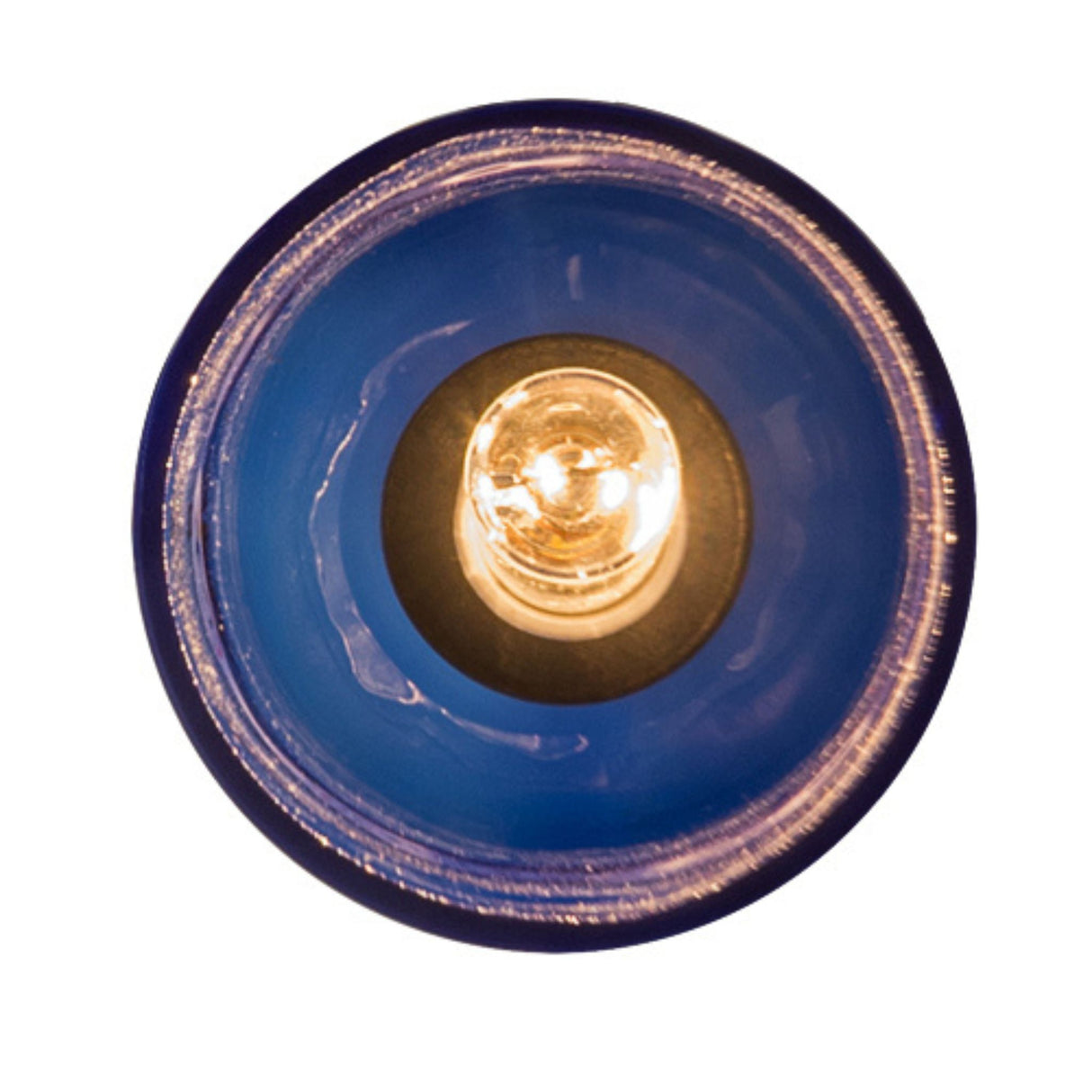 Bottom view of wine bottle pendant light.