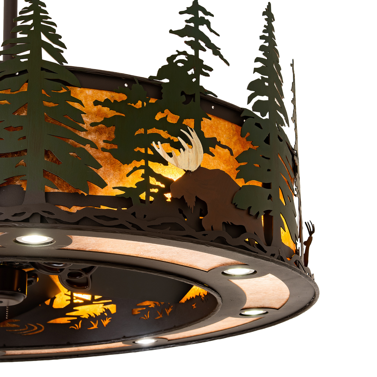 Close-up of moose and forest cutout details on Boulders Personalized Chandel-Air.