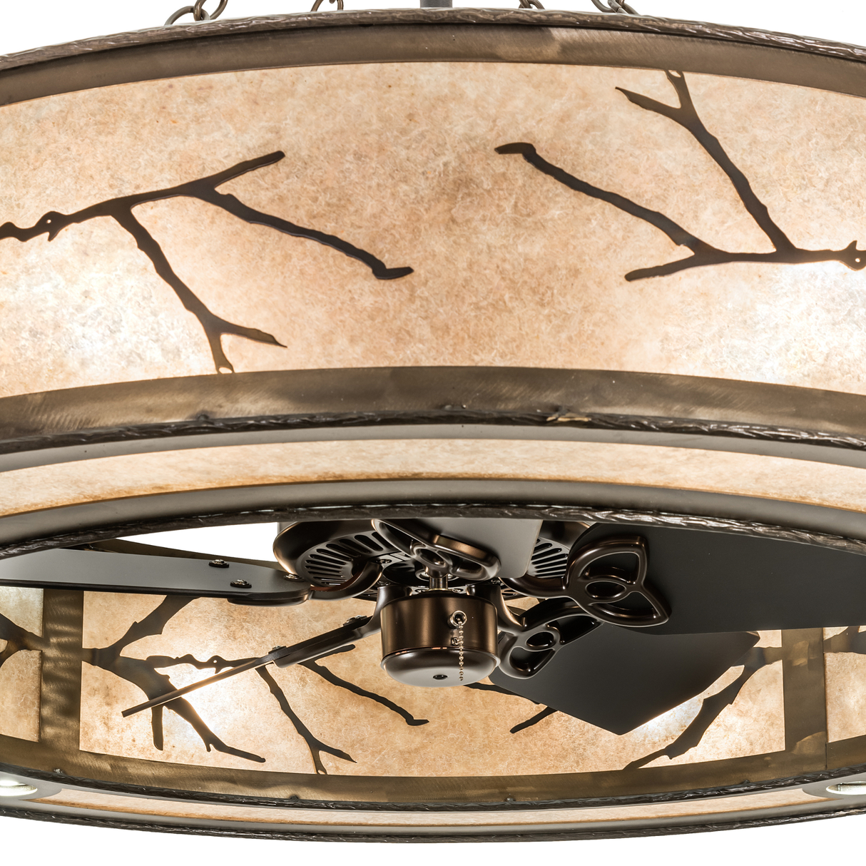 Close-up showing branch design and mica diffuser texture.