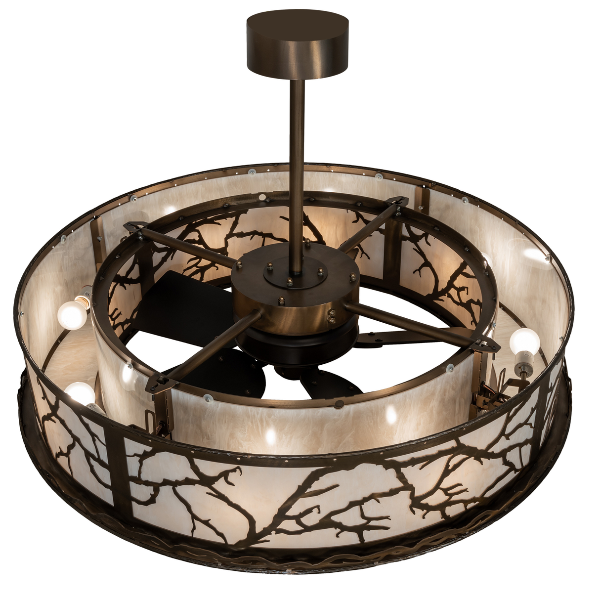 Top angle view highlighting internal light structure and fan assembly.