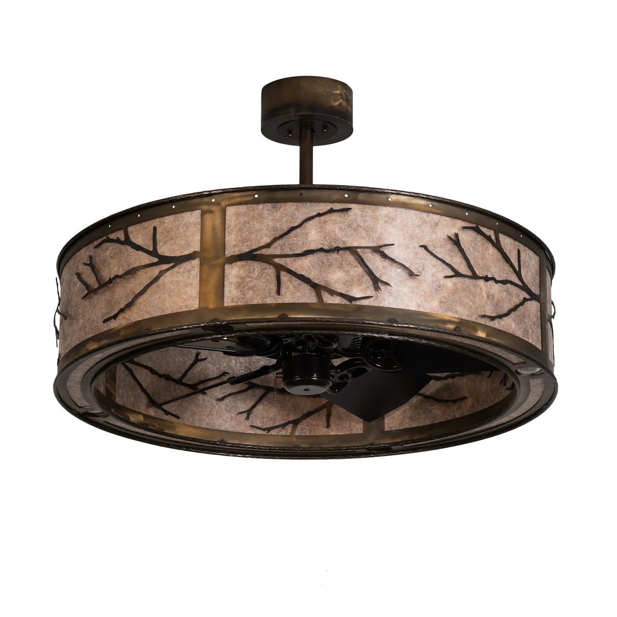 Unlit front angle highlighting dark bronze finish and branch motifs.
