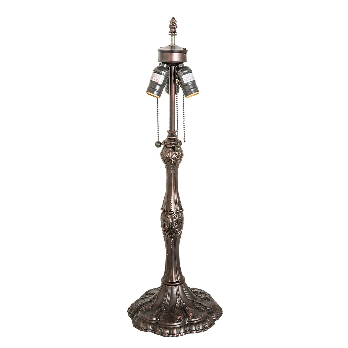 Elegant bronze table lamp base front view.