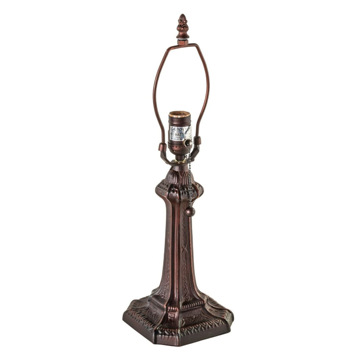 Bronze Gothic table lamp base with harp frame.