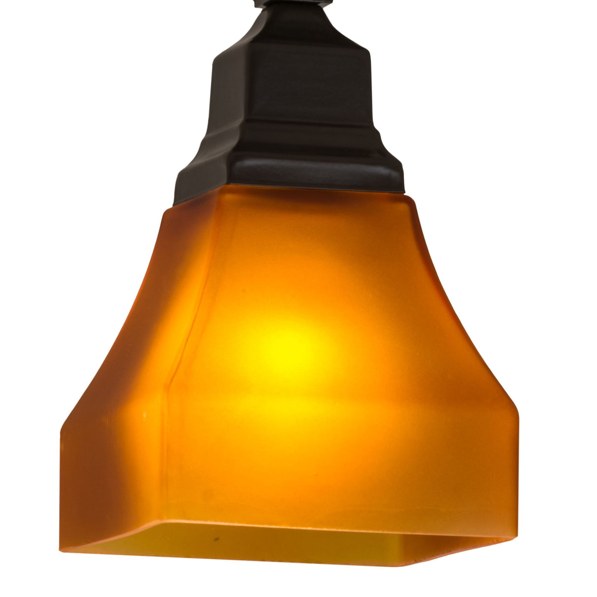 Close-up of the Bungalow Frosted Amber Flushmount highlighting the rich glass texture.