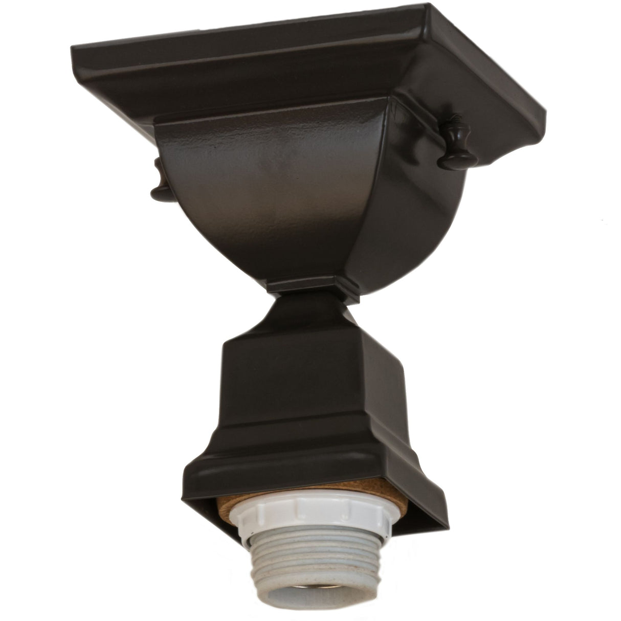 View of the Bungalow Frosted Amber Flushmount socket without the glass shade.
