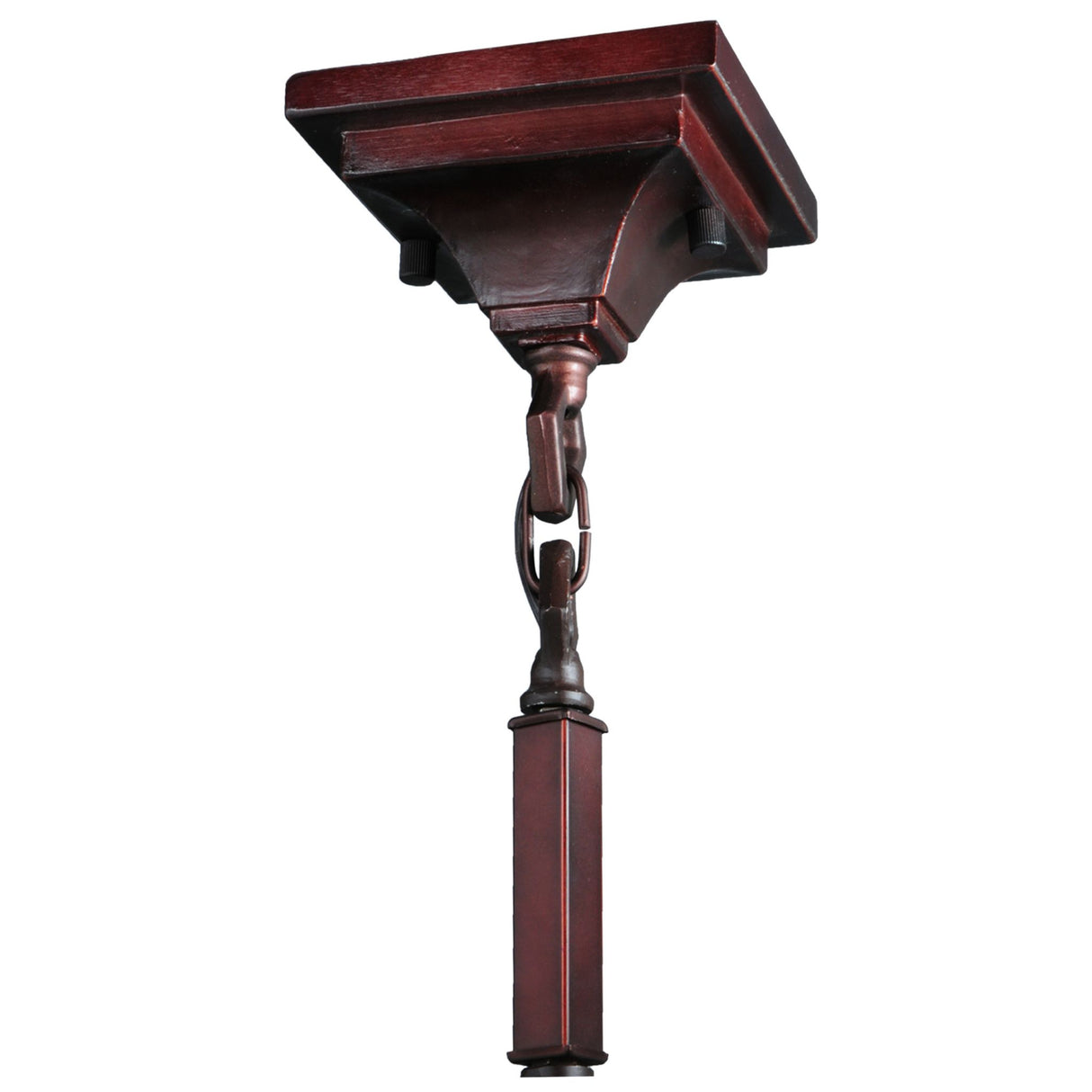 Canopy view of Bungalow pendant hardware in mahogany bronze finish.