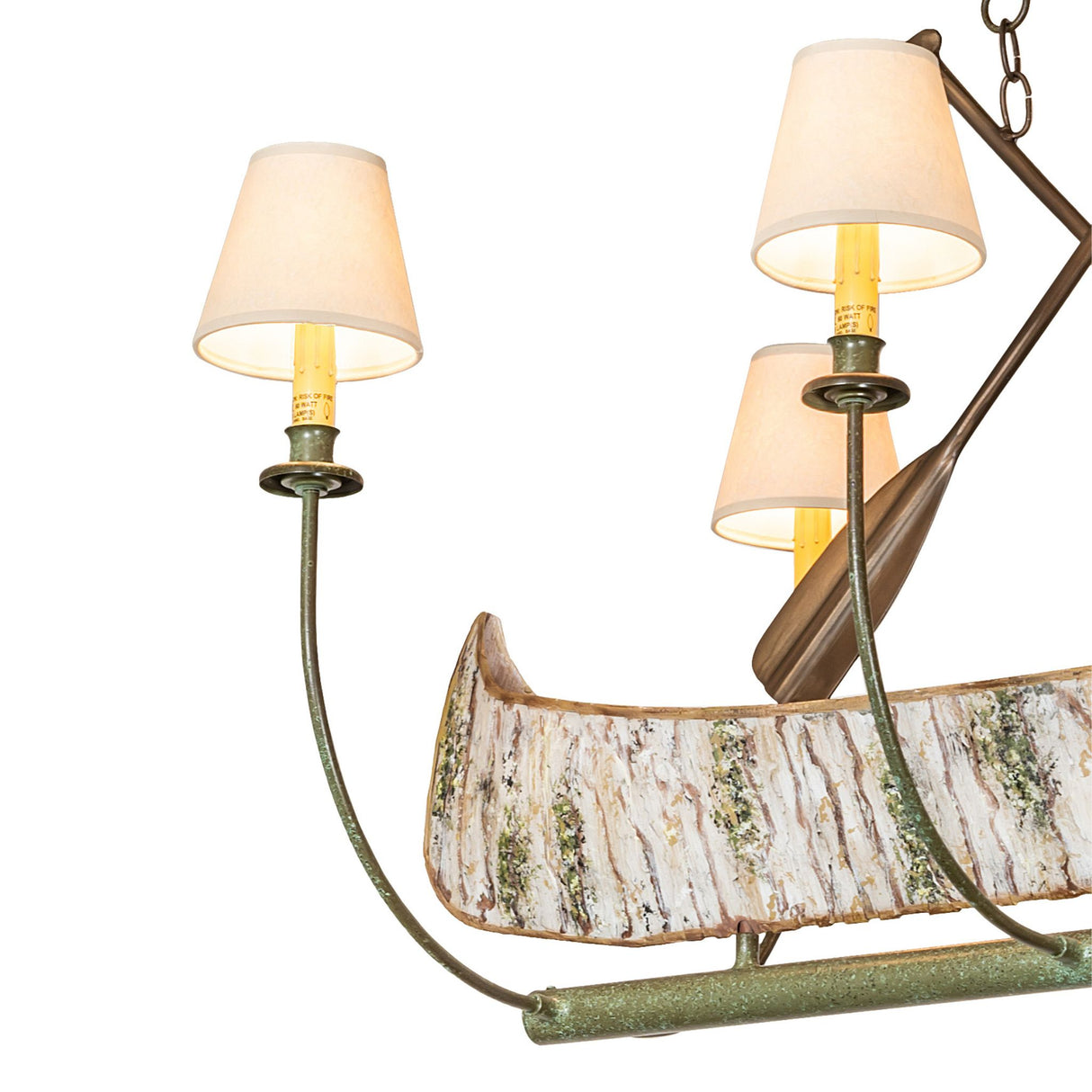 Detailed view of canoe-shaped frame texture with natural wood-inspired detailing.