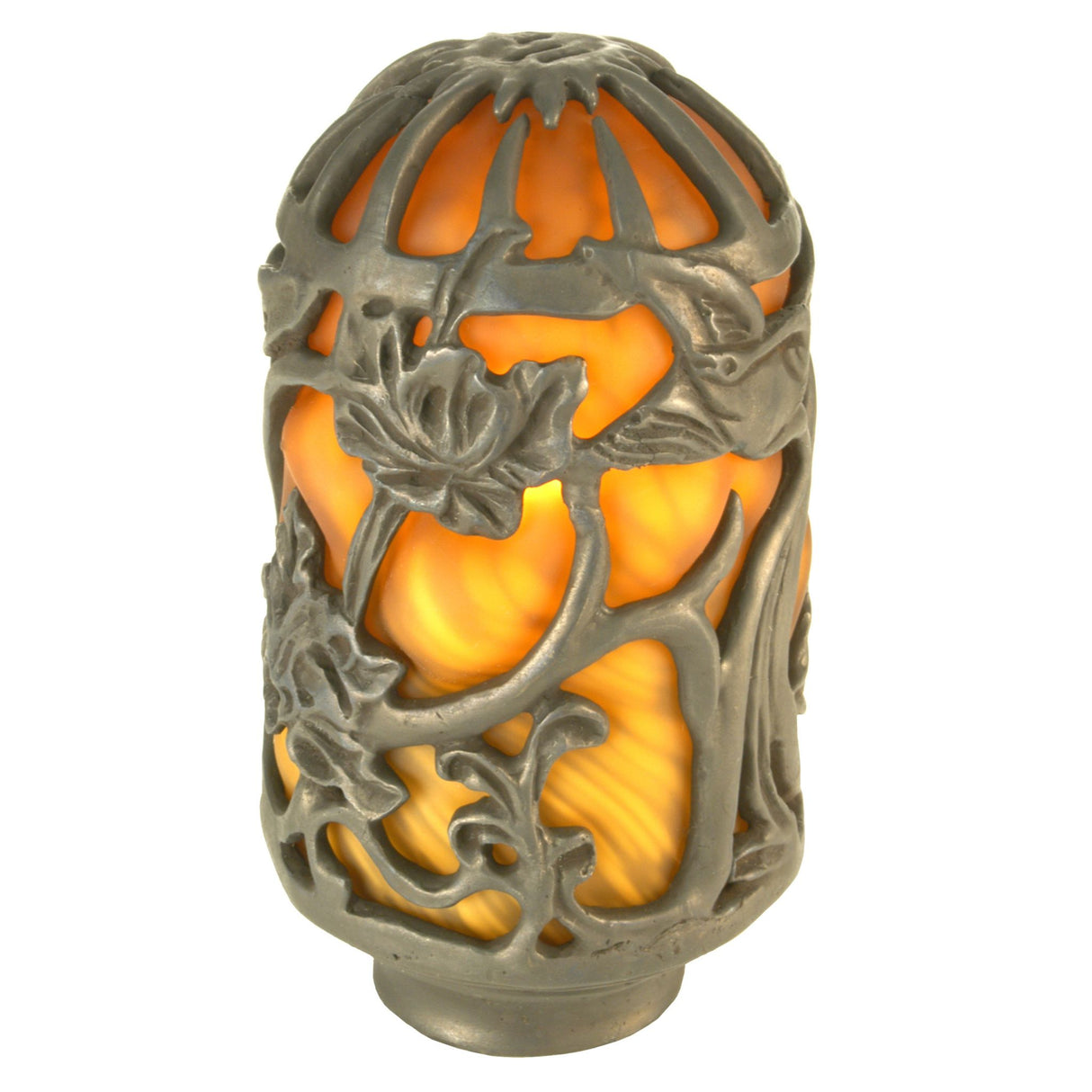 Castle Floral Lantern shade with amber blown glass and mahogany bronze accents.