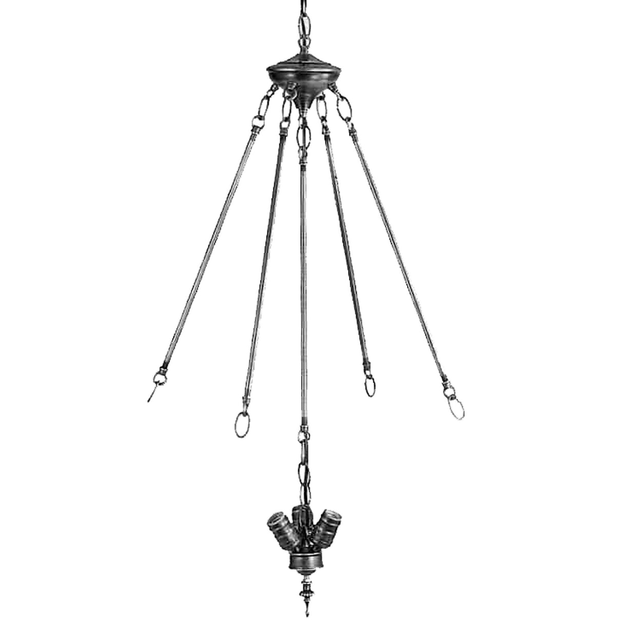 Elegant 42-inch ceiling light with four 24-inch rods and a 3-light design for versatile illumination.