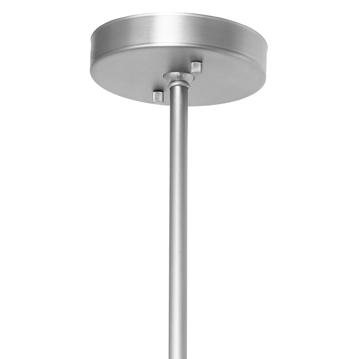 Closeup of ceiling canopy in brushed nickel finish.