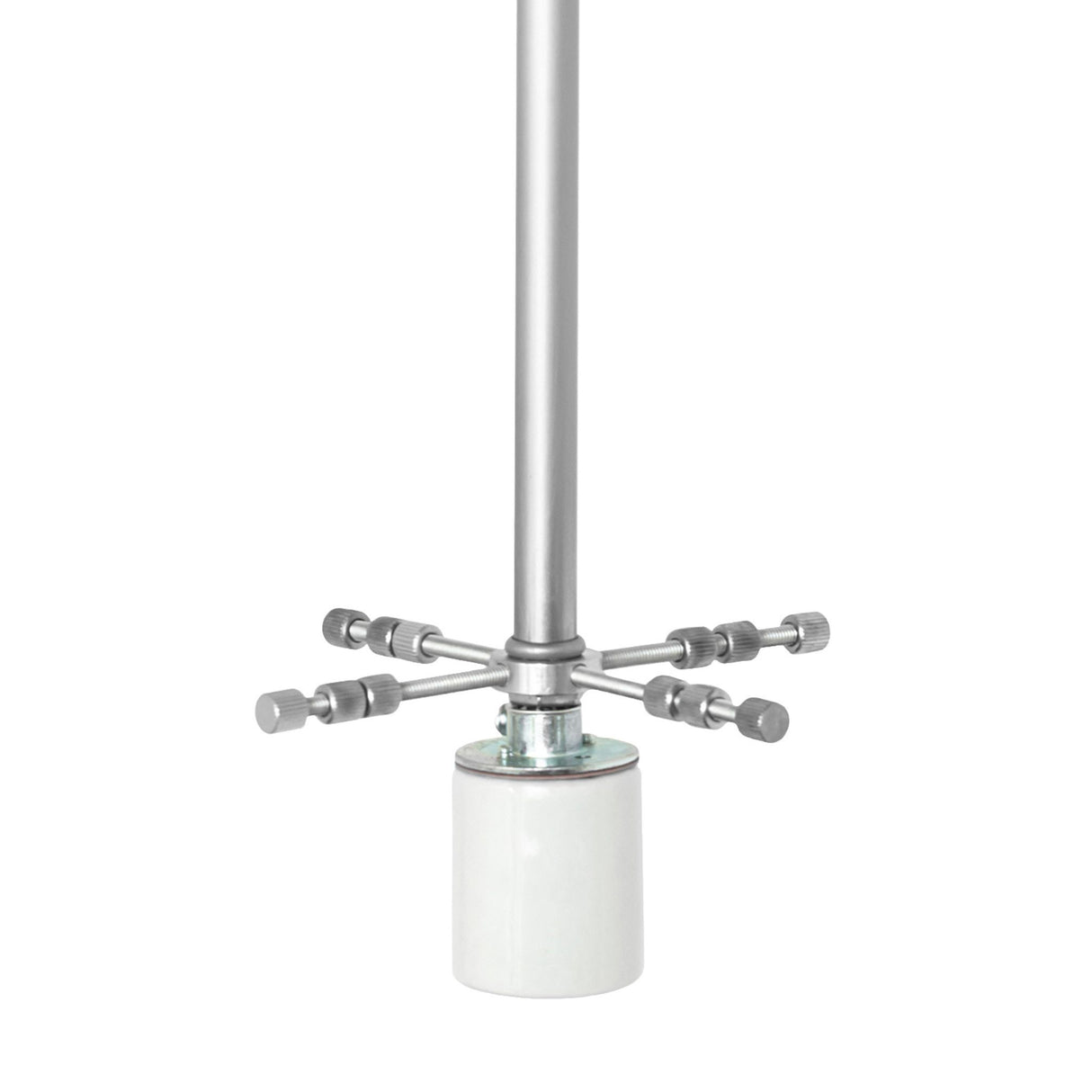 Socket detail with brushed nickel support arms.