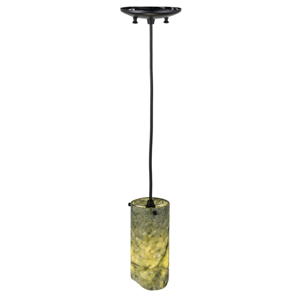 Overhead view of Cilindro Jadestone Mini Pendant highlighting its textured stone shade.