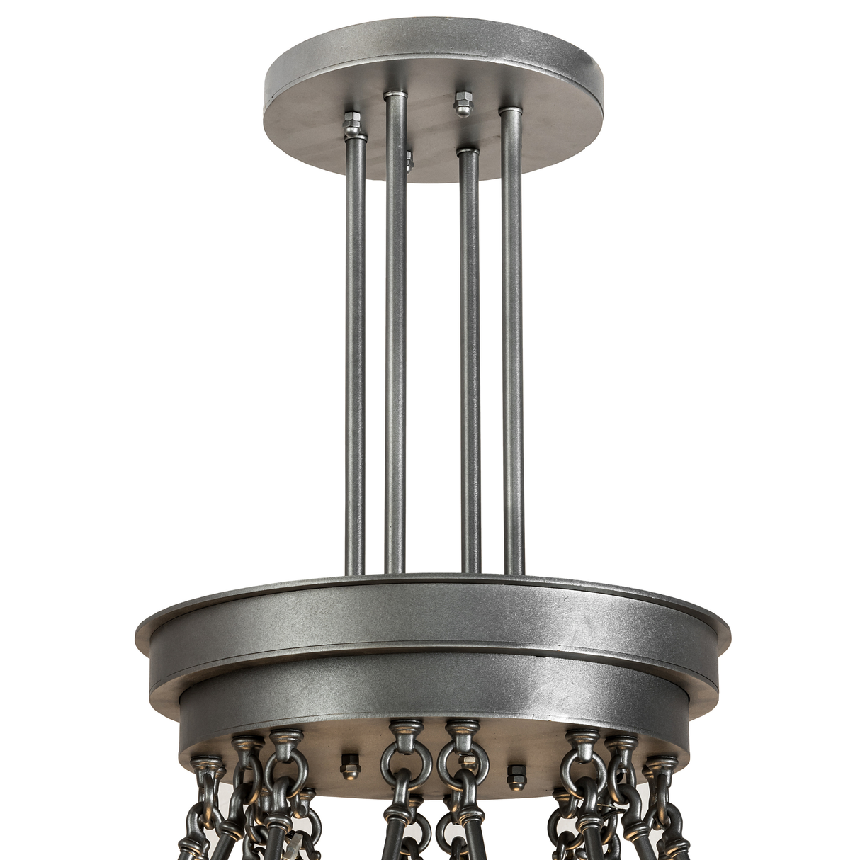 Close-up canopy view of Cilindro Ventura Chandel-Air showing metallic ceiling mount and suspension rods.