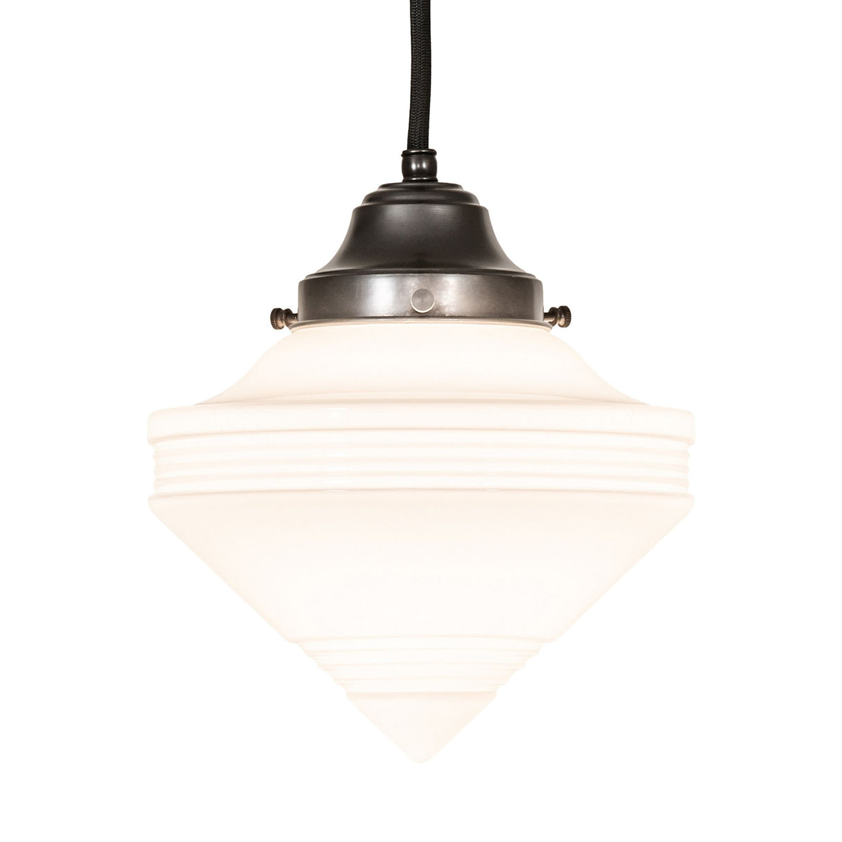 Classic mini pendant with cone globe shade.