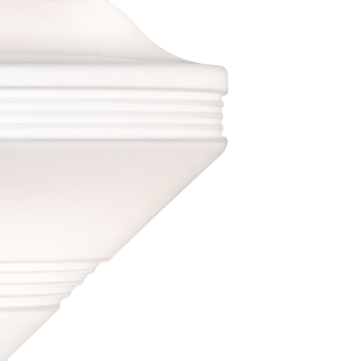 Close-up of white ribbed globe detail on pendant.