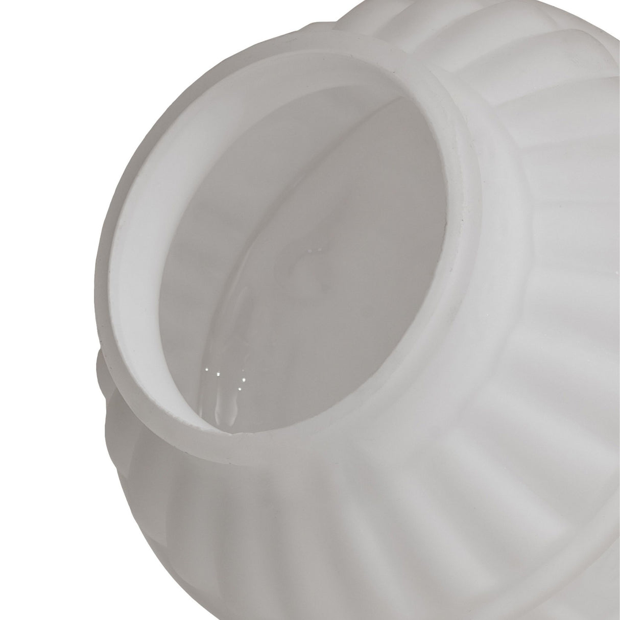 closeup of white art glass on colonnade frosted neck shade.