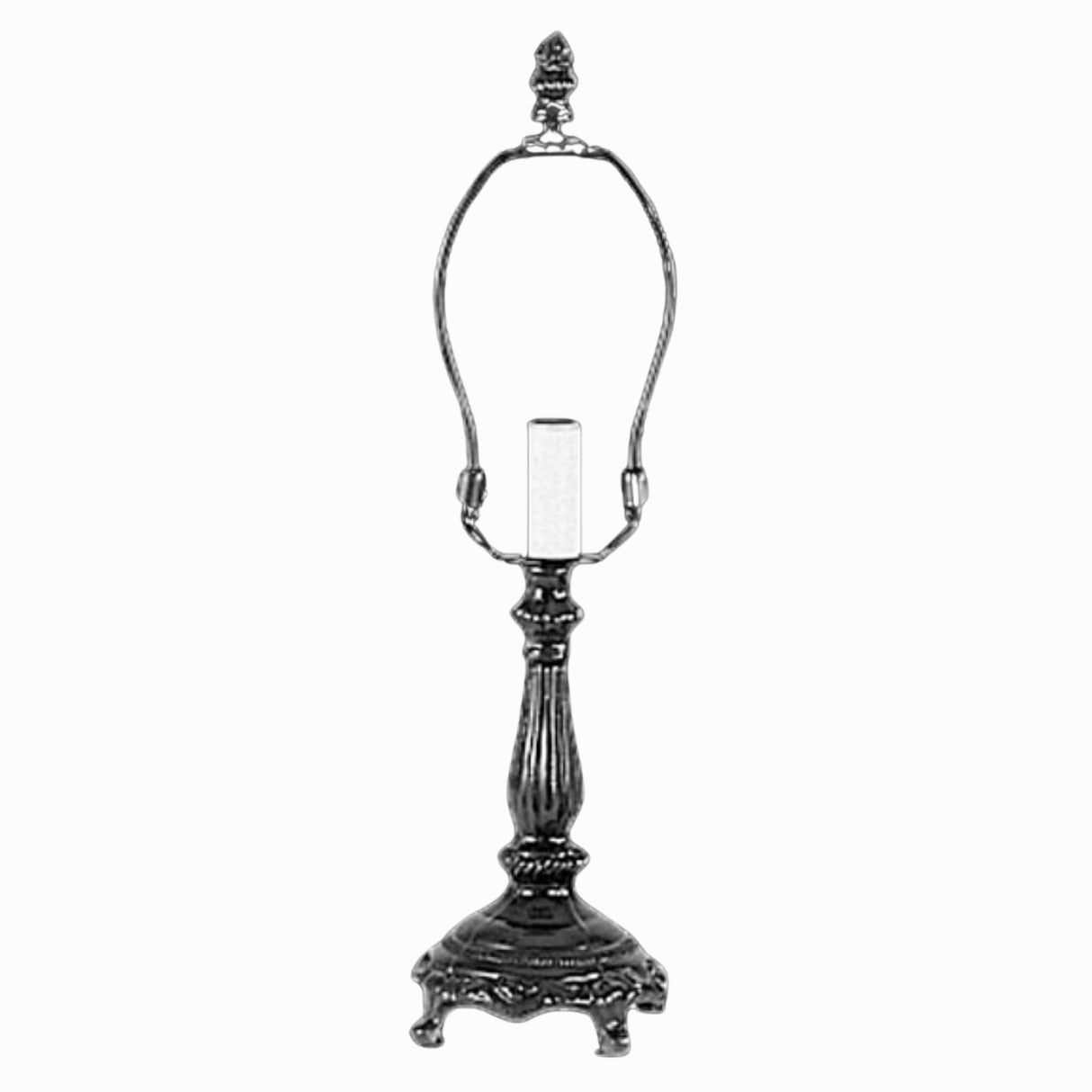 Compact mahogany bronze lamp base with vintage design.