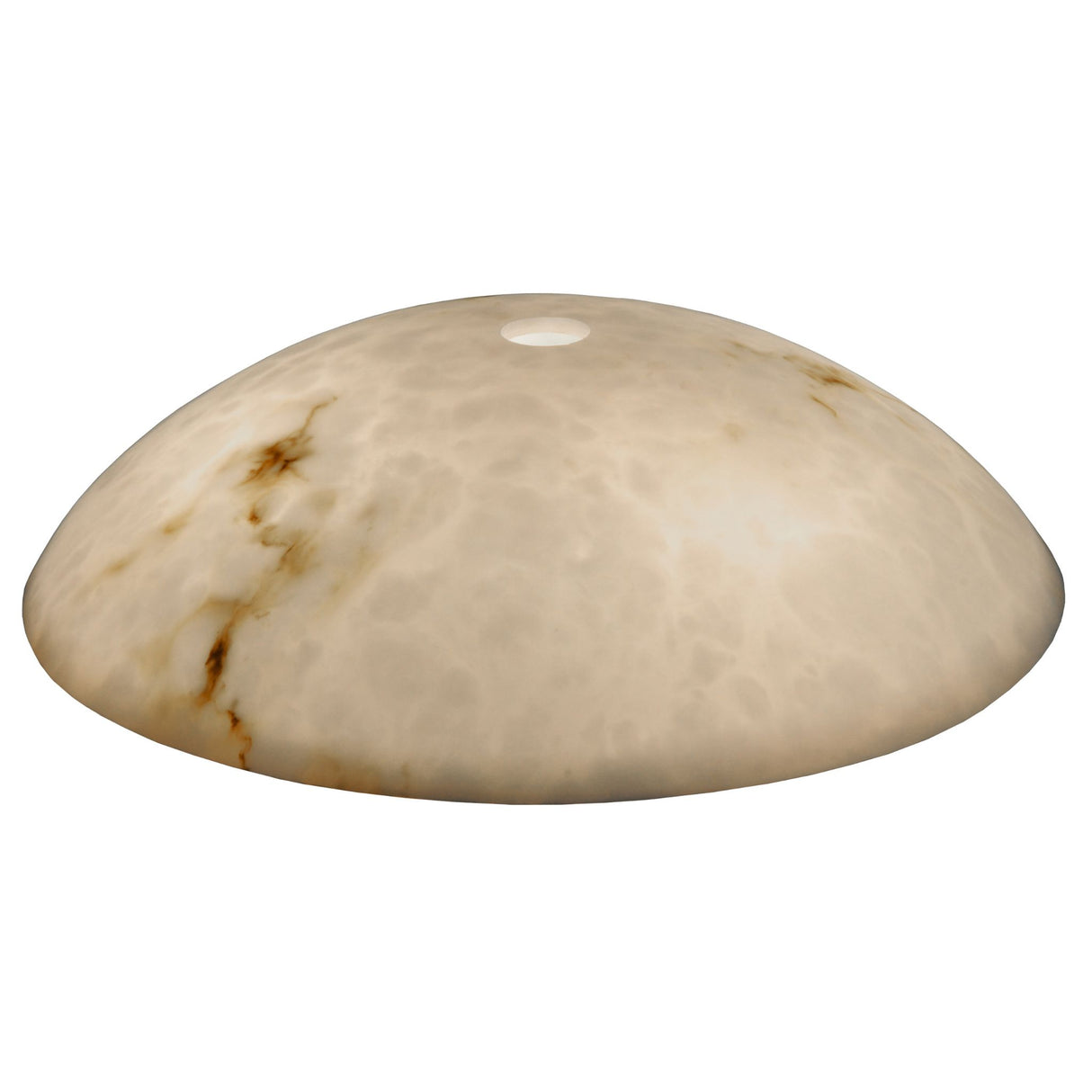 lit view of Corinth white marble shade with natural veining.