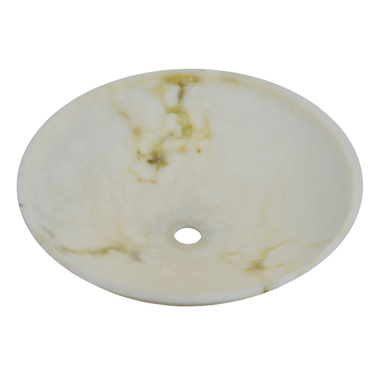 Top view of Corinth white marble shade with central mounting hole.