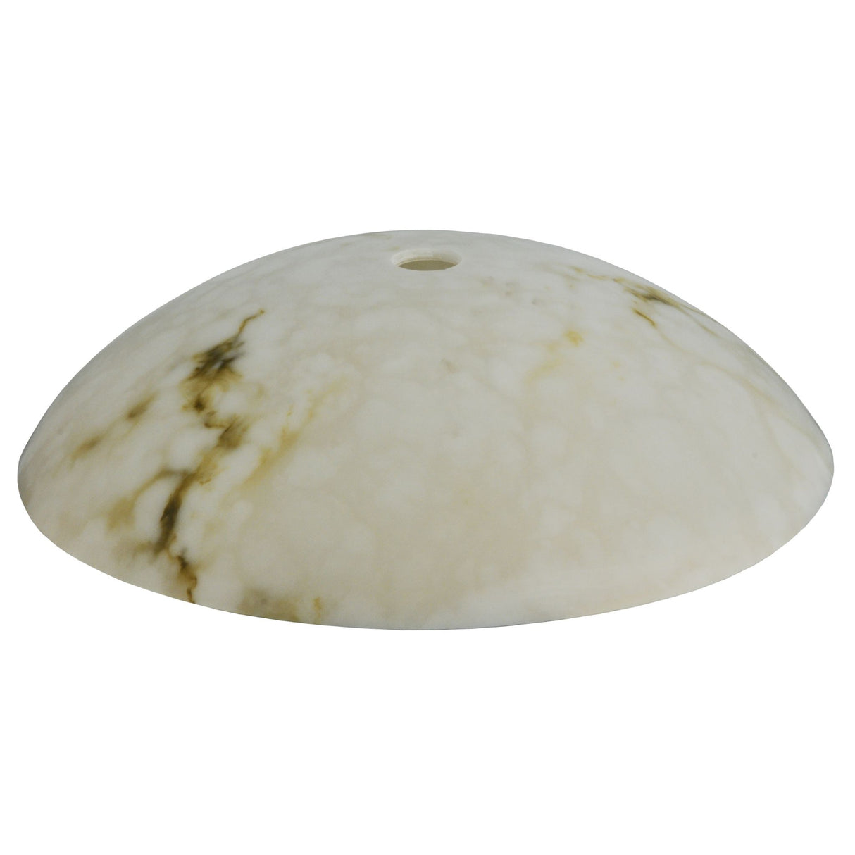 Unlit view of Corinth white marble shade with natural veining.