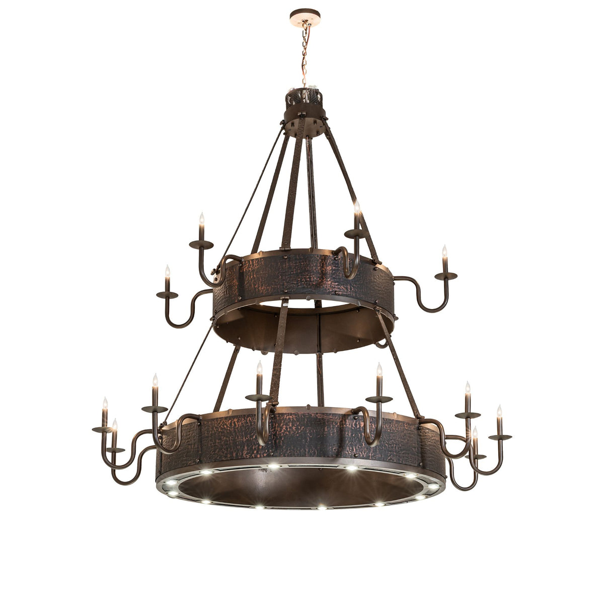 Costello 18-Light Two-Tier Chandelier in Tyler Bronze & Textured Copper, 74" Wide