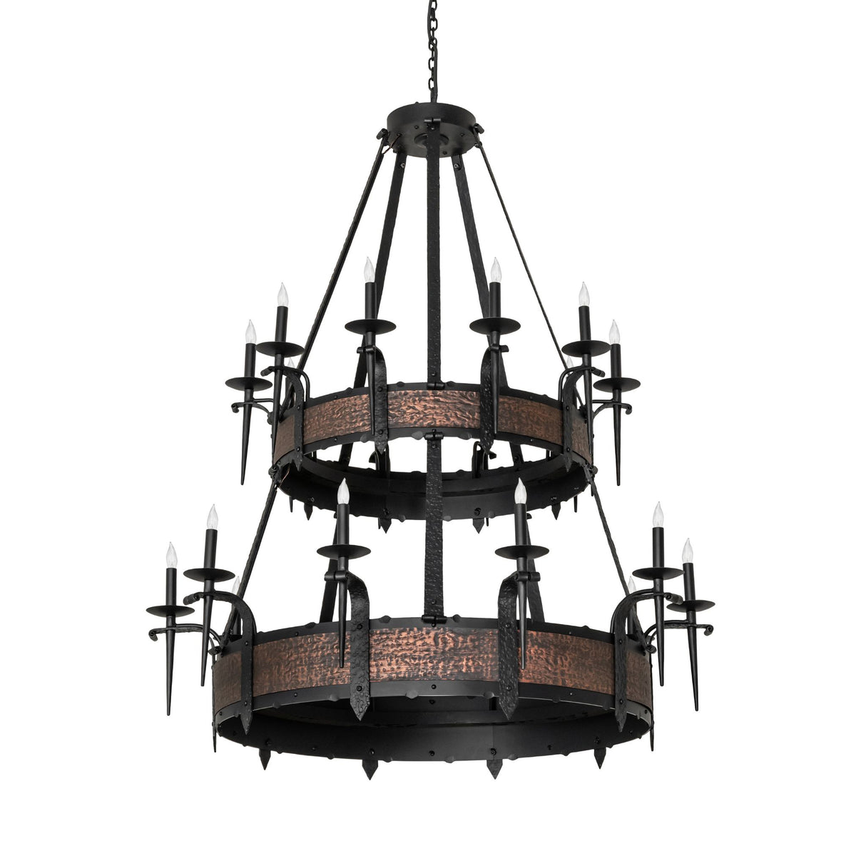 Unlit view of Costello two-tier chandelier.