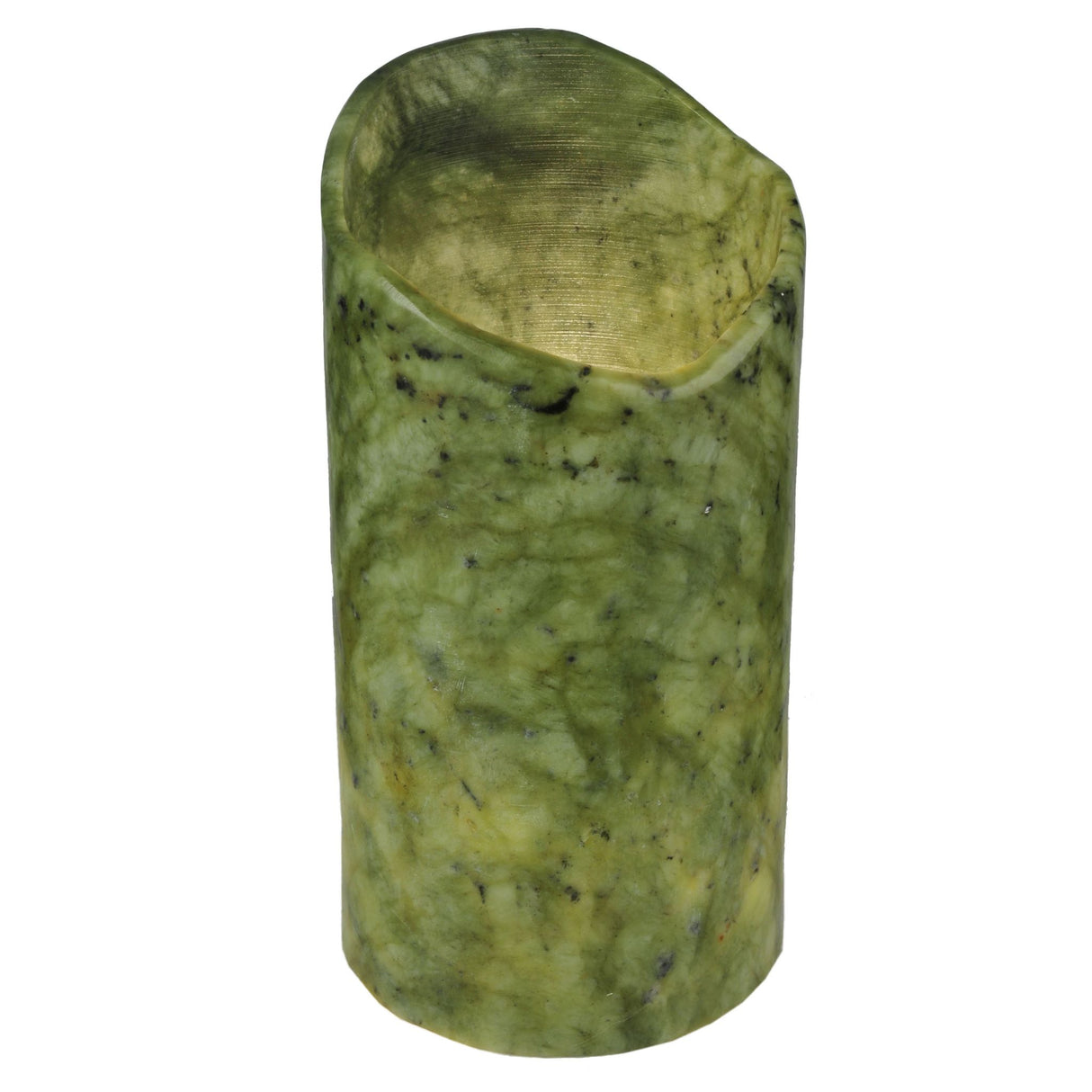 Closeup view of the Cylindre Green Jadestone Shade revealing its intricate jade texture.