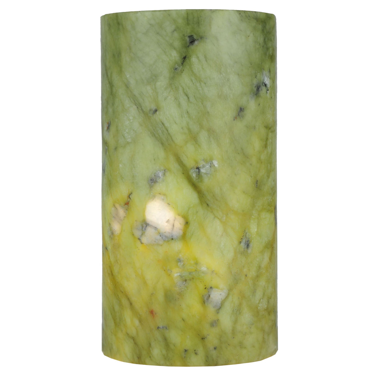Detailed close-up of the 3.5"W Cylindre Green Jadestone Shade.